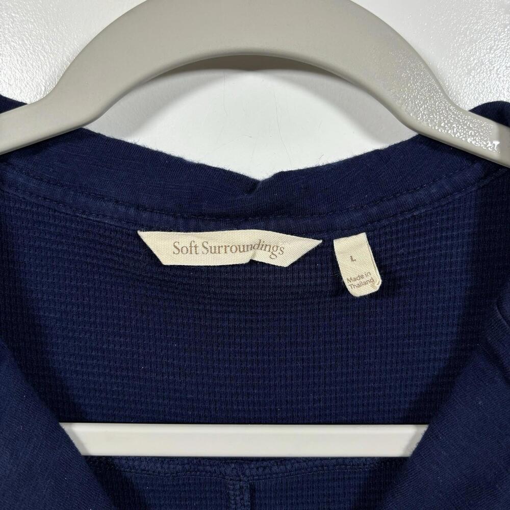 Soft Surroundings Take Two Waffle Knit Tunic With Buttons Navy Blue Large Basics - Picture 2 of 6